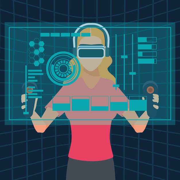 Futuristic Virtual Reality Experience with Digital Interface ...