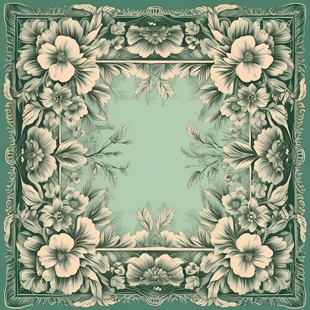 Vintage Floral Frame with Blooming Flowers and Foliage | Jiffy Designs