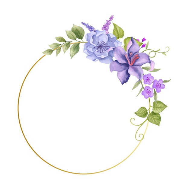 Elegant Purple Floral Wreath with Golden Circle Frame | Jiffy Designs