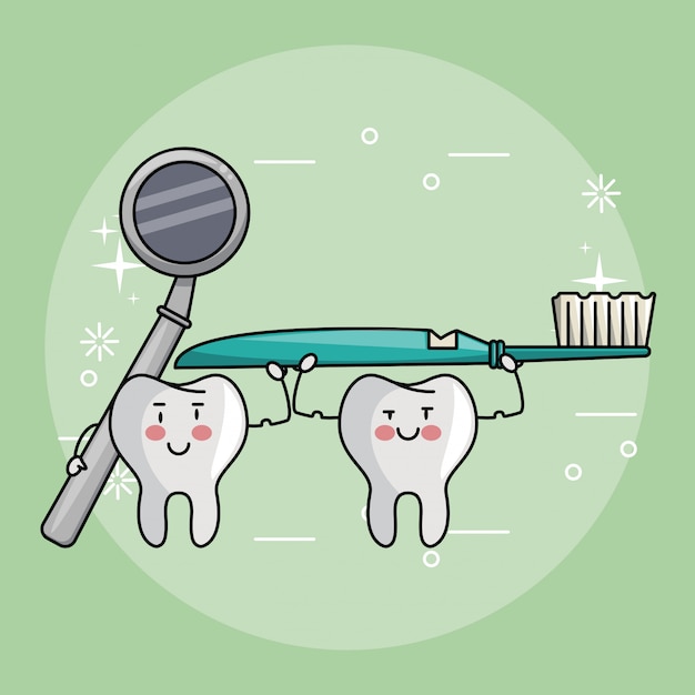 Cheerful Cartoon Teeth Brushing and Examining with Mirror | Jiffy Designs