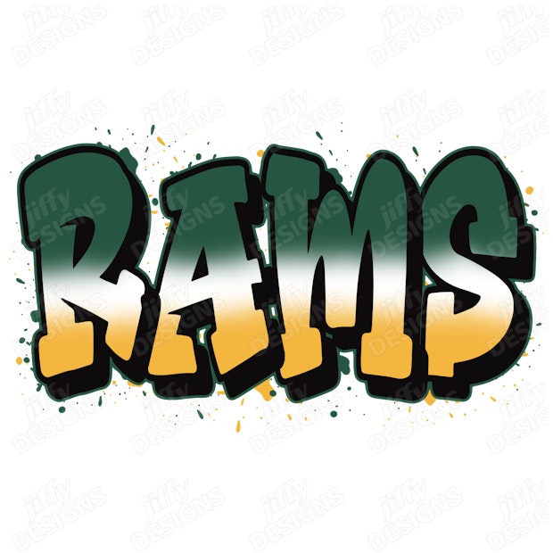 'Rams' Graffiti-Style Lettering with Gradient and Splatter Effect ...