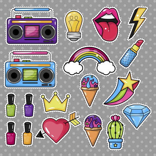 Vector Illustration Isolated On A Colored Background. A Set Of Stickers ...