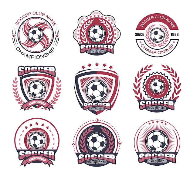 Diverse Collection of Soccer-Themed Emblems and Badges | Jiffy Designs