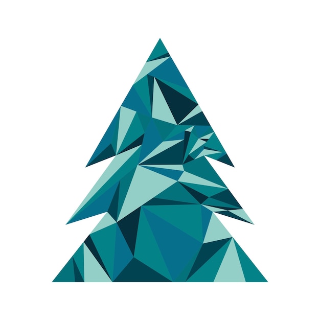 Geometric Evergreen Tree in Shades of Teal and Blue | Jiffy Designs