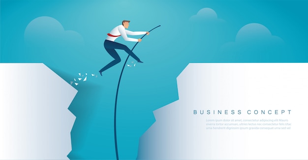 Businessman Balancing on Tightrope Over Gap, Business Concept ...