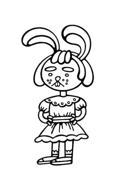 Whimsical Rabbit Girl in Playful Dress and Bow Tie | Jiffy Designs