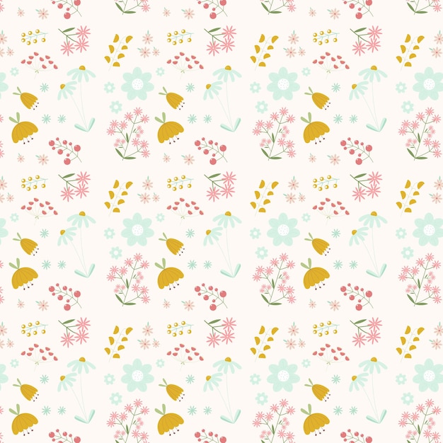 Delicate Floral Pattern with Pastel Blooms and Butterflies | Jiffy Designs