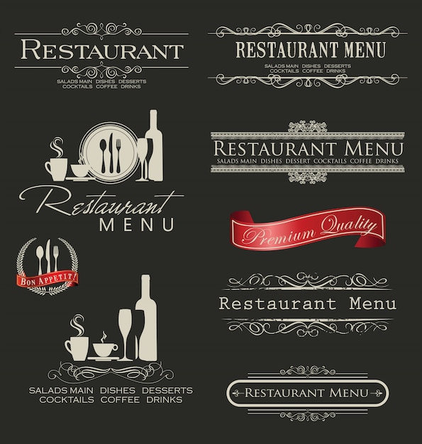 Vintage Restaurant Menu Elements with Ornate Calligraphic Typography ...