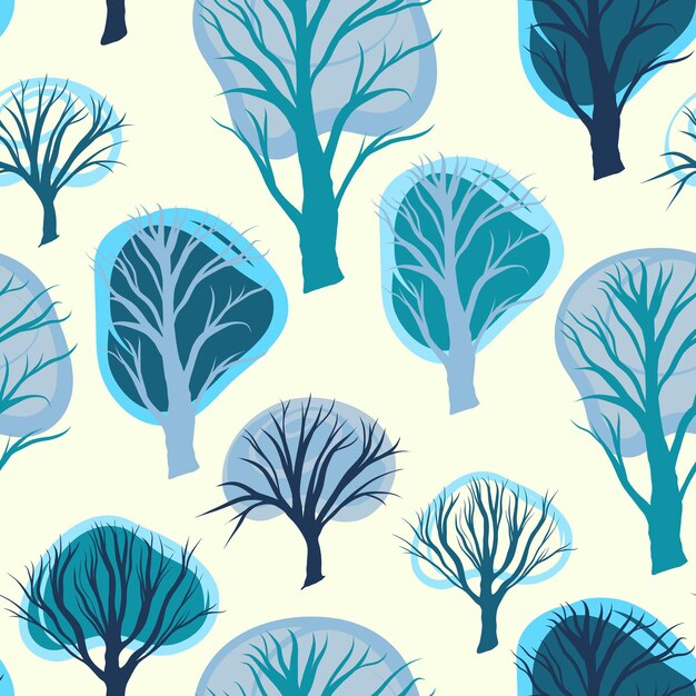 Enchanting Collection of Whimsical Blue Trees in Seamless Pattern ...
