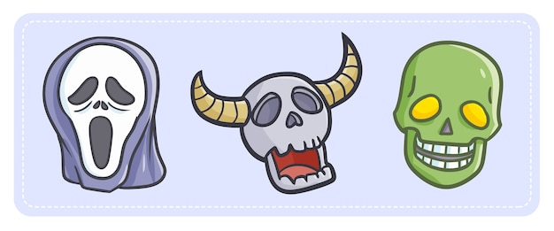 Spooky Halloween Skull Icons: Ghosts, Horns, and Grins | Jiffy Designs