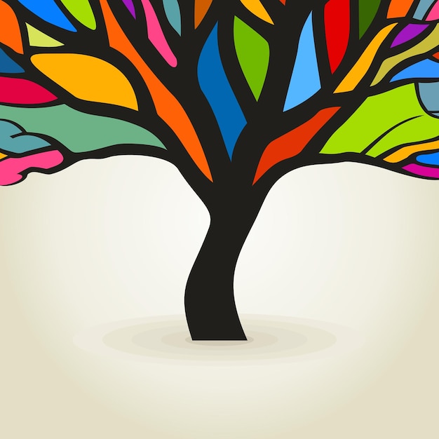 Vibrant Abstracted Tree with Colorful Foliage Branches | Jiffy Designs