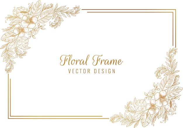 Elegant Golden Floral Frame with Intricate Botanical Illustration ...