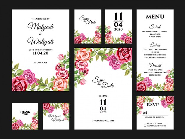 Elegant Floral Wedding Invitation with Vibrant Rose Bouquet | Jiffy Designs