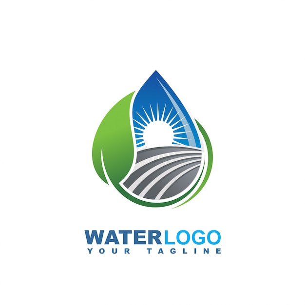 Vibrant Water Drop Emblem with Scenic Landscape | Jiffy Designs