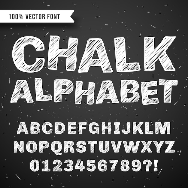 Chalkboard Chalk Alphabet with Textured Lettering and Numbers | Jiffy ...