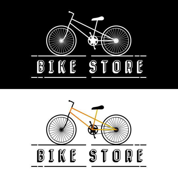 Stylized Bicycle Silhouettes in Black and White Bike Store Sign | Jiffy ...