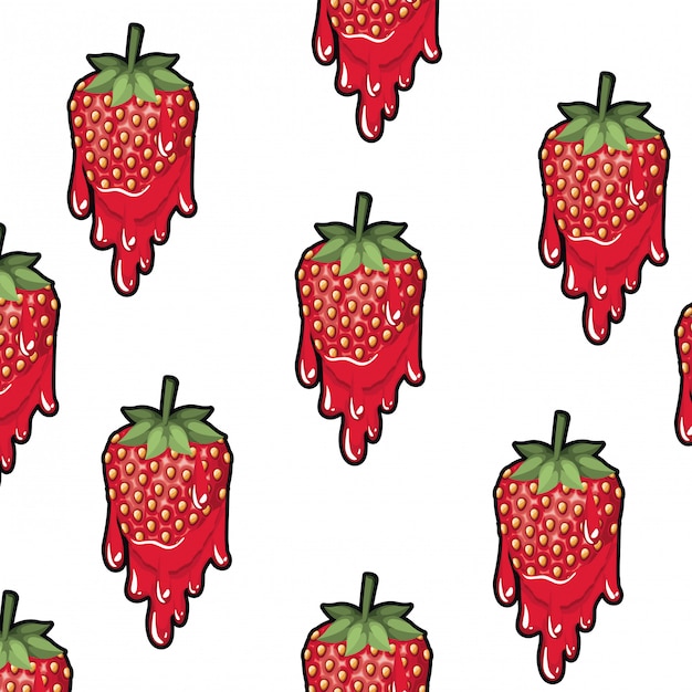 Vibrant Strawberry Pattern with Dripping Juice Illustrations | Jiffy ...