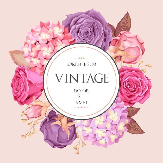 Vintage Floral Frame with Roses and Text Circle | Jiffy Designs