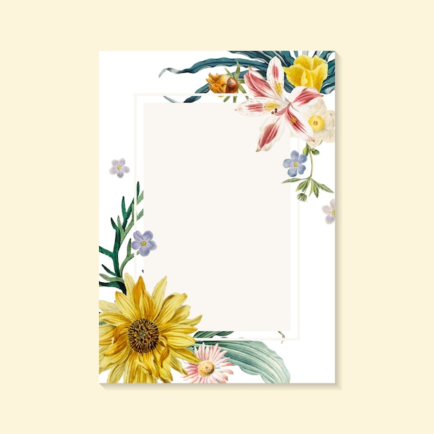 Vibrant Sunflower Floral Frame with Botanical Elements | Jiffy Designs