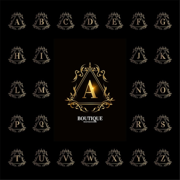 Elegant Monogram Crest with Ornate Golden Initial 'A' | Jiffy Designs