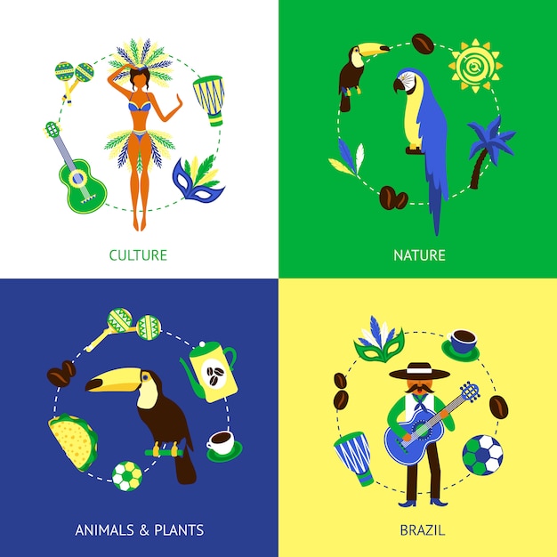 Vibrant Collection of Brazilian Cultural Symbols and Nature ...