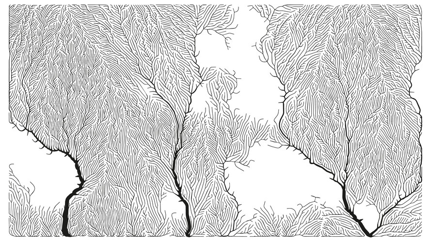 Growth Pattern. Generative Branching Structure. Organic Net Of Vessels ...
