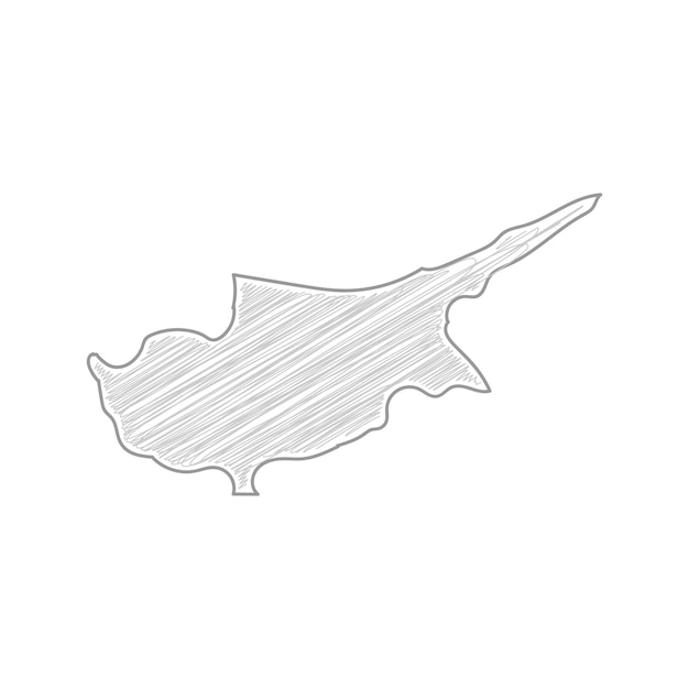 Silhouette of the Island of Cyprus with Textured Lines | Jiffy Designs