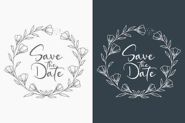 Elegant Floral Wreath with Handwritten 'Save the Date' Text | Jiffy Designs