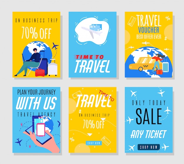 Vibrant Travel Themed Graphic Collection with Discounts and Vouchers ...