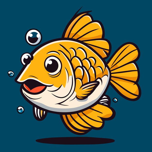 Charming Cartoon Fish with Cheerful Expression | Jiffy Designs