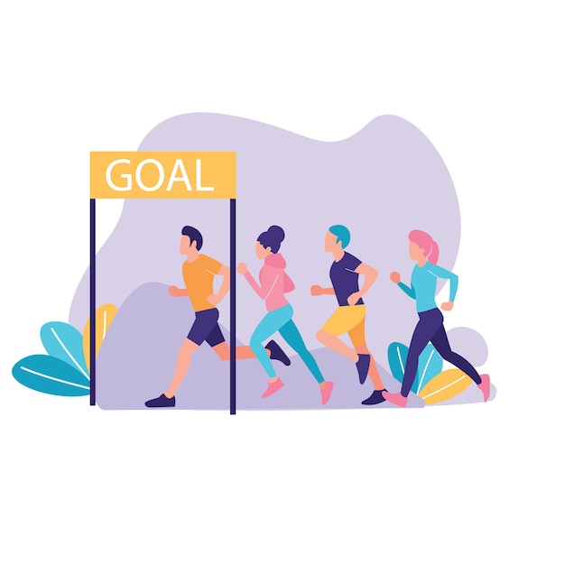 Runners Chasing Their Goals on a Vibrant Landscape | Jiffy Designs
