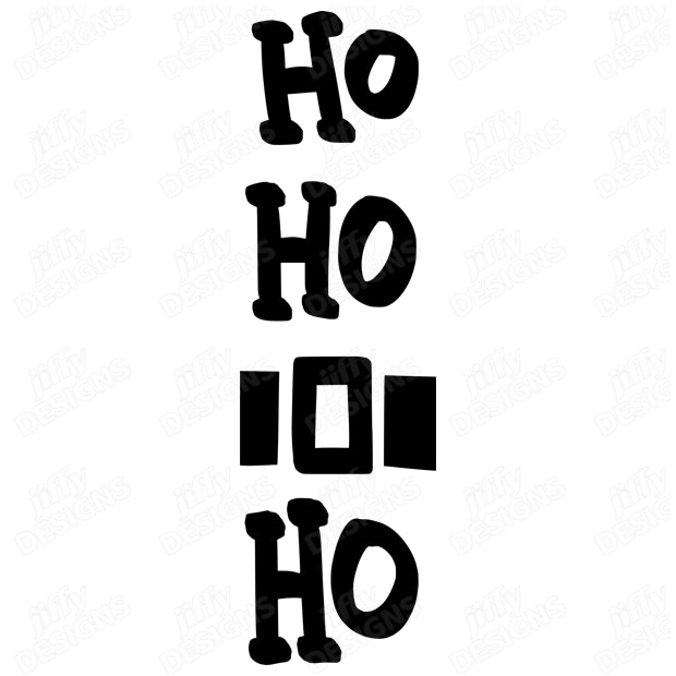 'Ho Ho Ho' Bold Black Letters in Playful Vertical Stack | Jiffy Designs