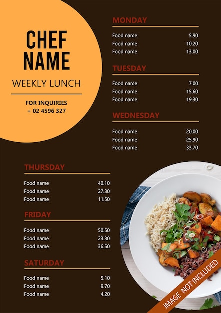 Delectable Weekly Lunch Menu with Chef's Signature Dishes | Jiffy Designs