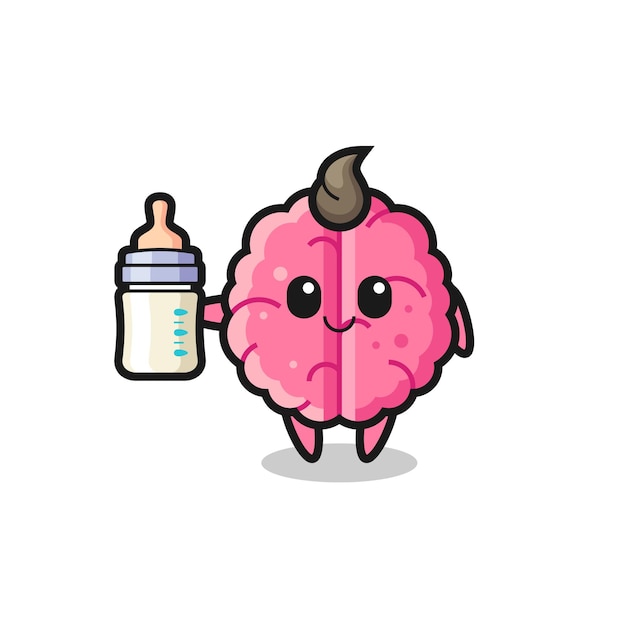 Adorable Brain Character Holding Baby Bottle | Jiffy Designs