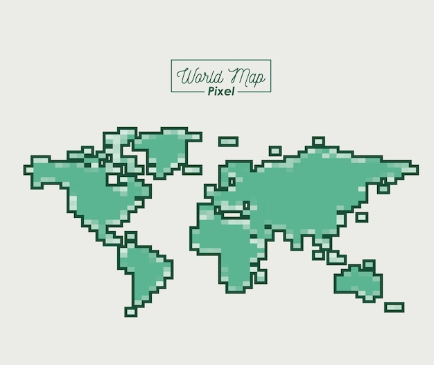 Vibrant Pixel-Art Depiction of the World Map | Jiffy Designs