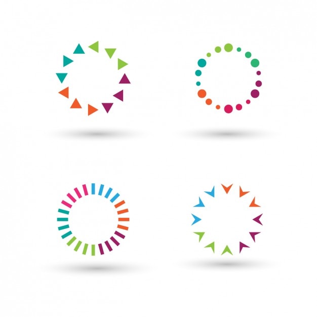 Vibrant Circular Geometric Shapes Collection with Colorful Triangles ...
