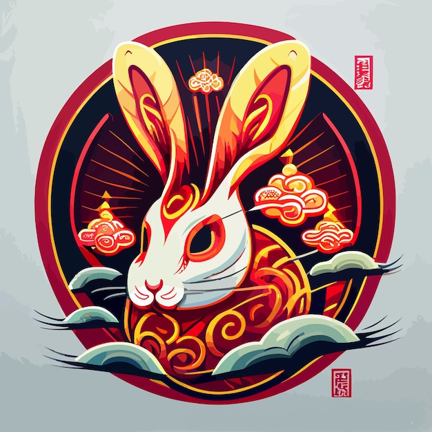 Vibrant Lunar Hare: Fiery Celestial Rabbit in Radiant Mandala | Jiffy ...