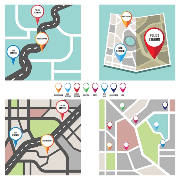 Detailed Road Map with Colorful Navigation Markers | Jiffy Designs