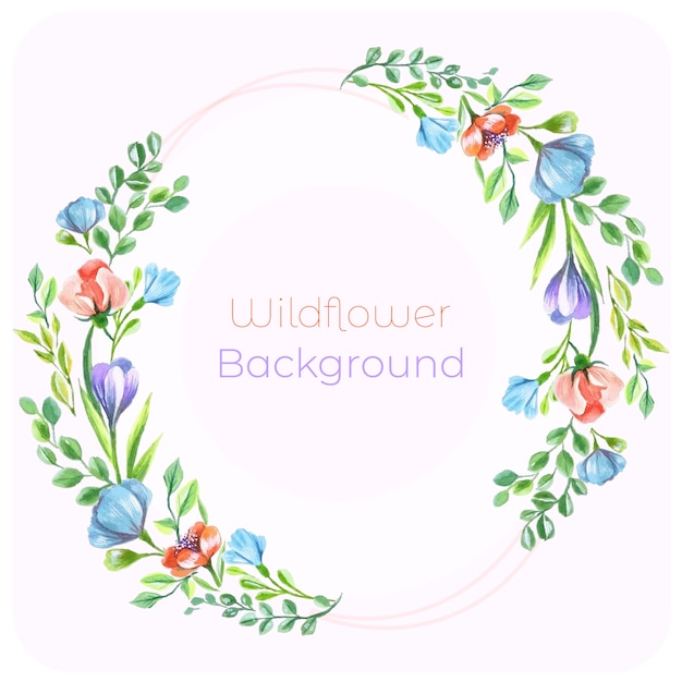 Vibrant Watercolor Floral Wreath with Blue and Pink Blooms | Jiffy Designs