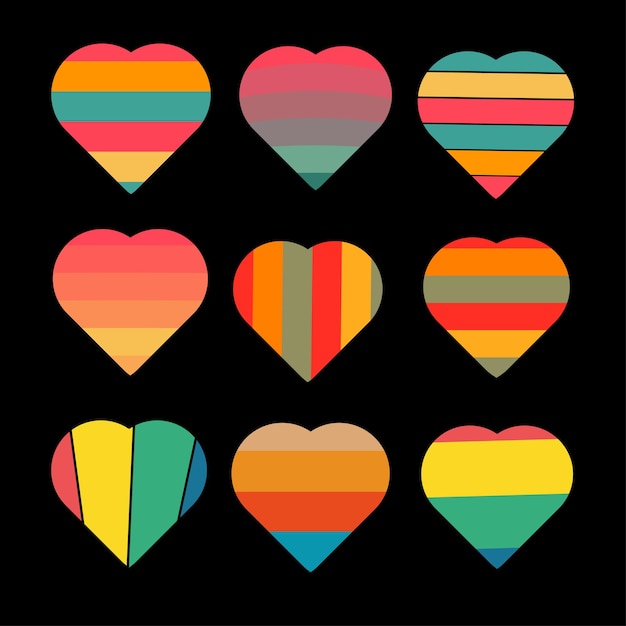 Vibrant Layered Hearts in Bold Retro Color Palette | Jiffy Designs
