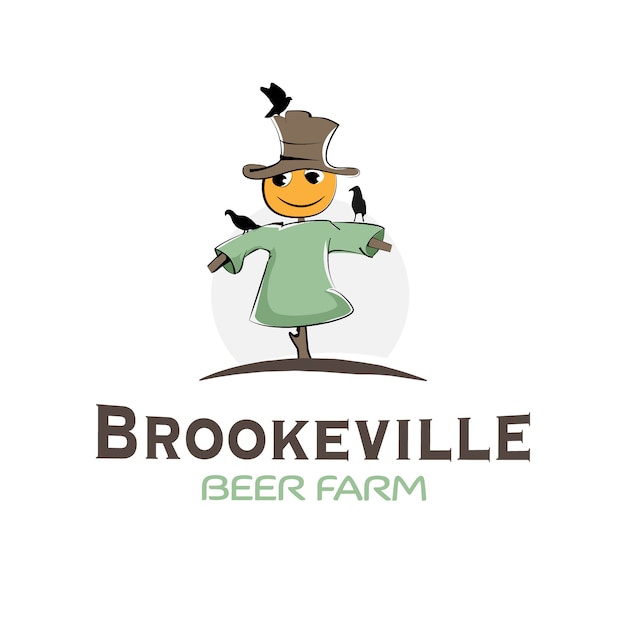 Brookeville Beer Farm Logo with Smiling Farmer Character | Jiffy Designs