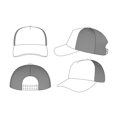 Template Trucker Cap Vector Illustration Flat Sketch Design