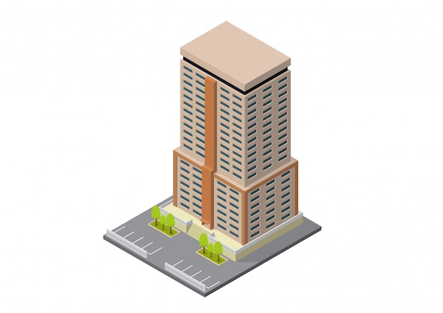 Detailed Isometric View of a Modern High-Rise Apartment Building ...