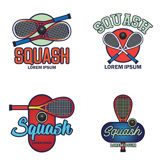 Vibrant Squash Racket and Ball Emblem Collection | Jiffy Designs