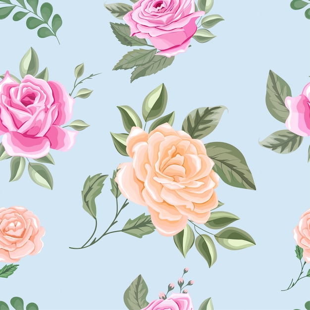 Delicate Roses on Baby Blue Floral Pattern | Jiffy Designs