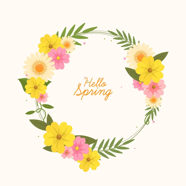 Vibrant Spring Floral Wreath with 'Hello Spring' Text | Jiffy Designs