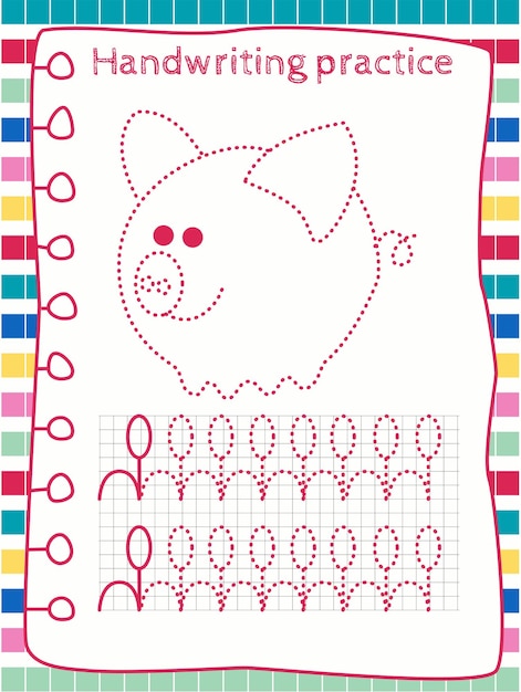 Adorable Piglet Handwriting Practice Sheet for Young Learners | Jiffy ...