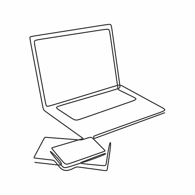 Minimalist Laptop and Tablet Devices in Outline Drawing | Jiffy Designs