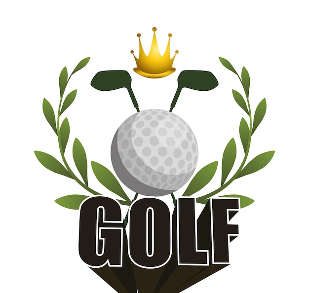 Regal Golf Ball Emblem with Crown and Laurel Wreath | Jiffy Designs