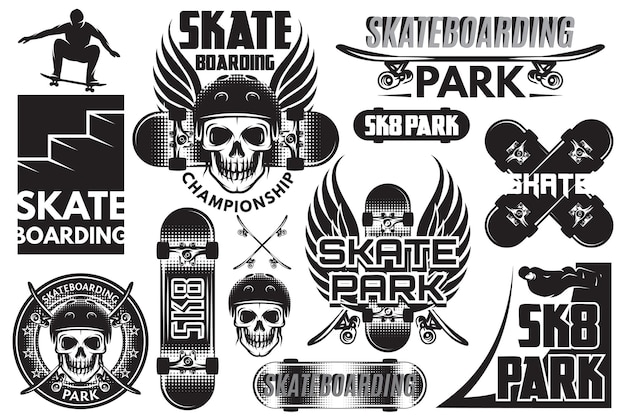 Thrilling Skateboarding Designs with Edgy Skull Motifs and Action Poses ...